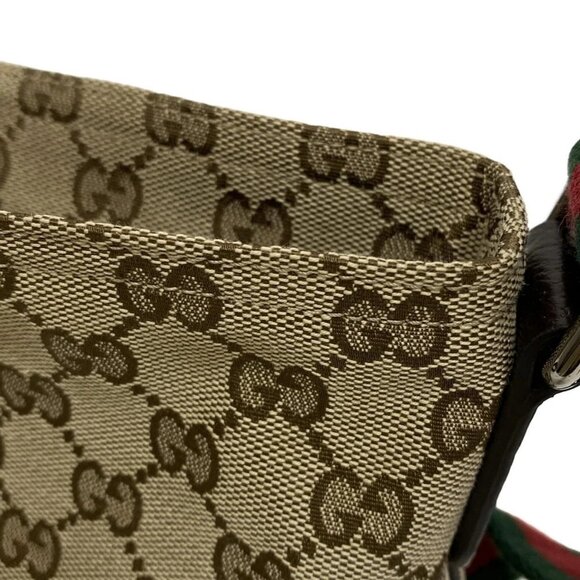 Auth GUCCI GG Pattern, Shelly (Web) 189749 Beige Red Green Jacquard Leather - Picture 15 of 16